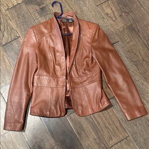 Nicole Miller Tan Leather Blazer